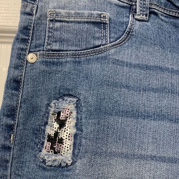 Arizona Jean Company Blue Jeans with Sparkly Sequins Leopard Patches Plus 18.5 - Picture 2 of 8